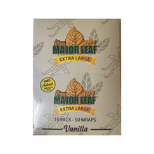 Load image into Gallery viewer, Major Leaf’s 100% Premium Natural Pre-Cut Tobacco – XL VANILLA 5 Leaf Pack (10 Packs / 50 Leaves)