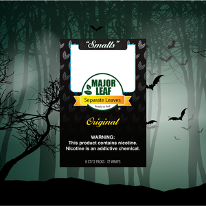Major Leaf 100% Natural Pre-Cut Tobacco – SMALLS 6 Leaf Pack (12 Packs / 72 Leaves)