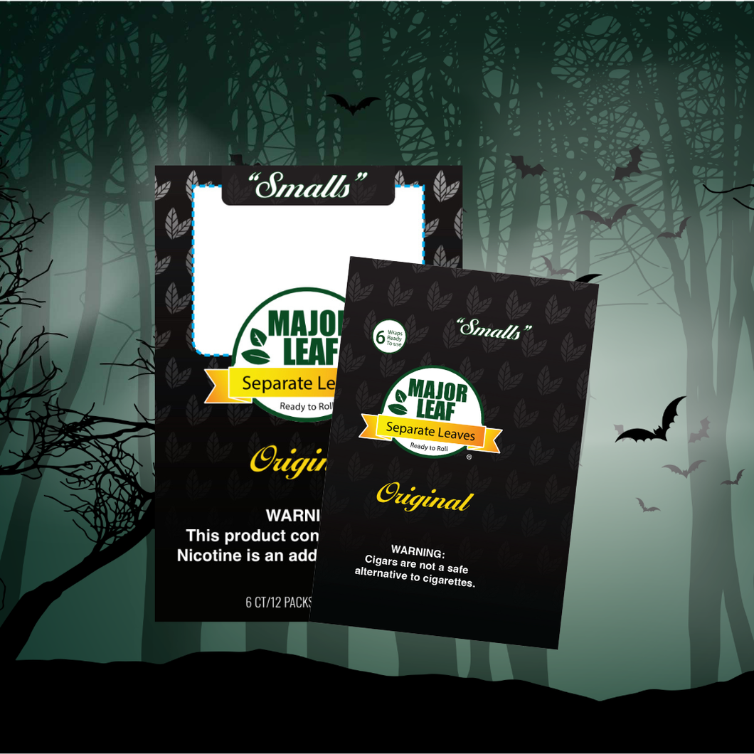 Major Leaf 100% Natural Pre-Cut Tobacco – SMALLS 6 Leaf Pack (12 Packs / 72 Leaves)